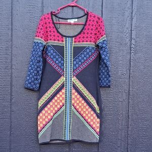 Dina Be Multicolor Geometric Midi Dress